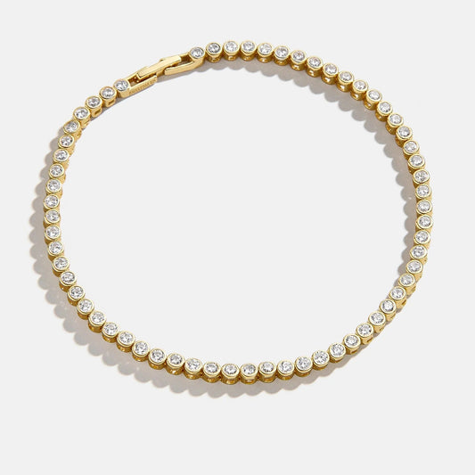 Lavisa Amalie Gold Tennis Bracelet with sparkling cubic zirconia bezel stones