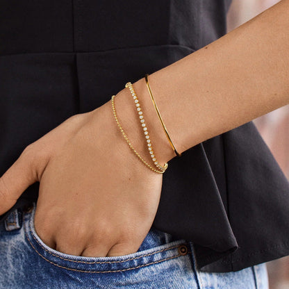 Lavisa - Amalie Bezel Crystal Tennis Bracelet - Detail & Styling View