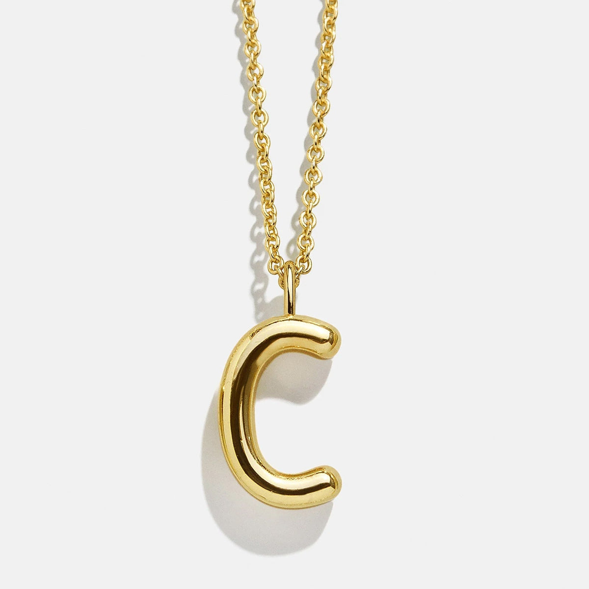 Lavisa - Classic Gold Initial Pendant Adjustable Chain Necklace - Side Profile View