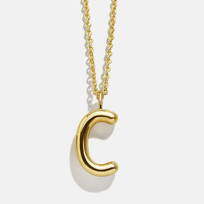 Lavisa - Classic Gold Initial Pendant Adjustable Chain Necklace - Side Profile View