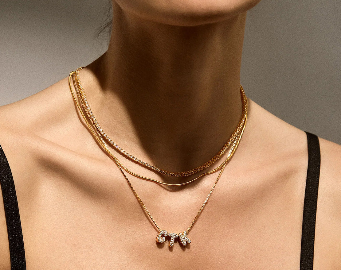 Lavisa - Personalized Bubble Letter Custom Necklace - Box Chain Jewelry - Product Gallery View 7