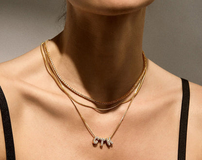 Lavisa - Personalized Bubble Letter Custom Necklace - Box Chain Jewelry - Product Gallery View 7