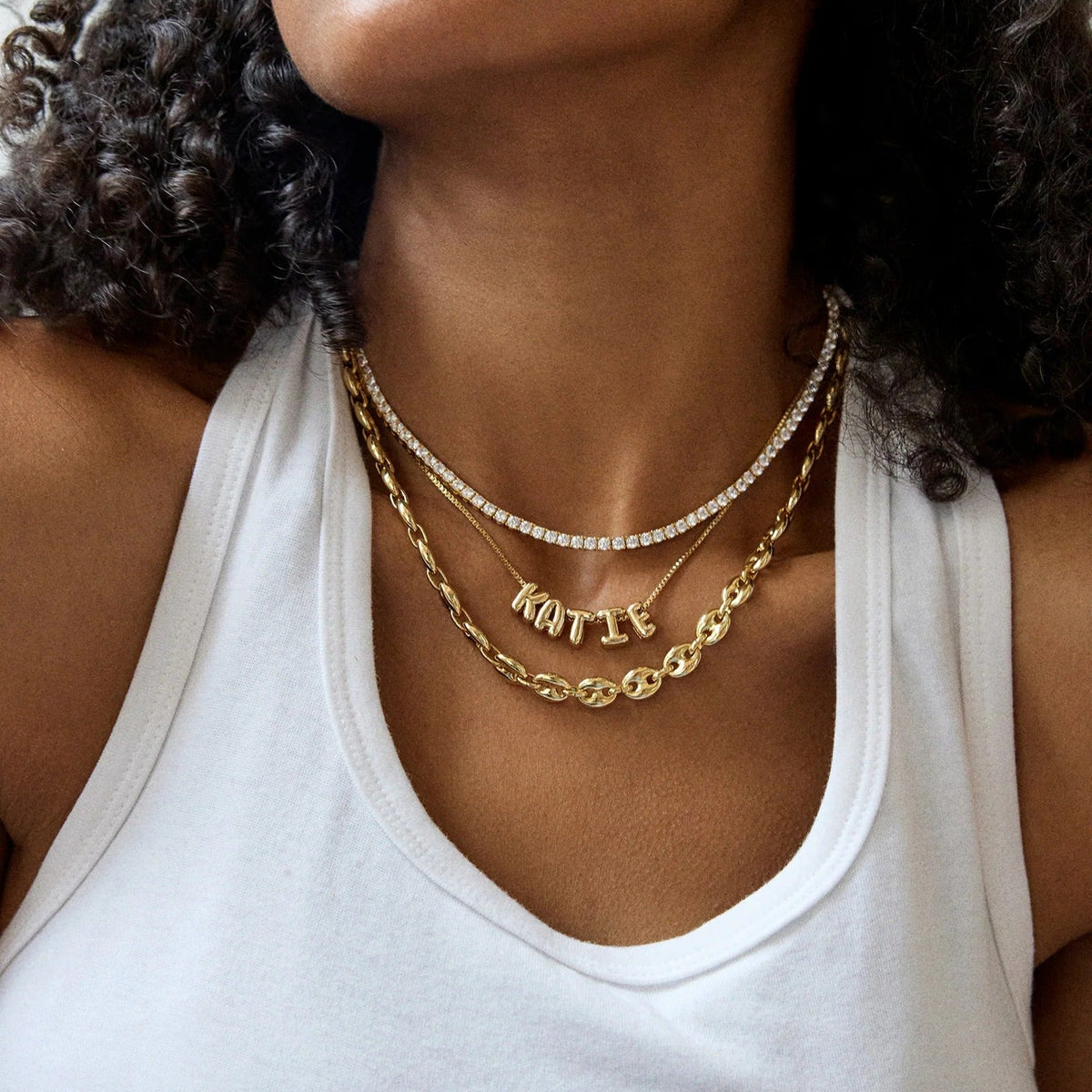Lavisa - Chunky Chain Necklace - Bold Gold Fashion Jewelry - Detail & Styling View