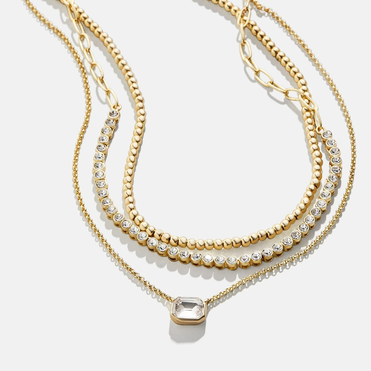 Lavisa - Multi Strand Layered Necklace with Sparkling Stones - Clasp & Finish View