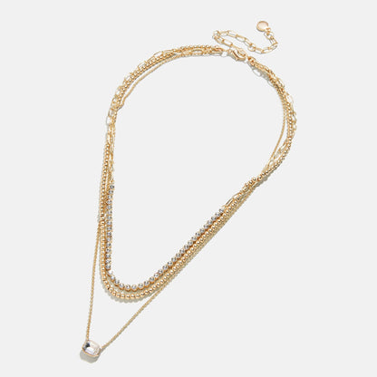 Lavisa - Multi Strand Layered Necklace with Sparkling Stones - On-Model & Scale View