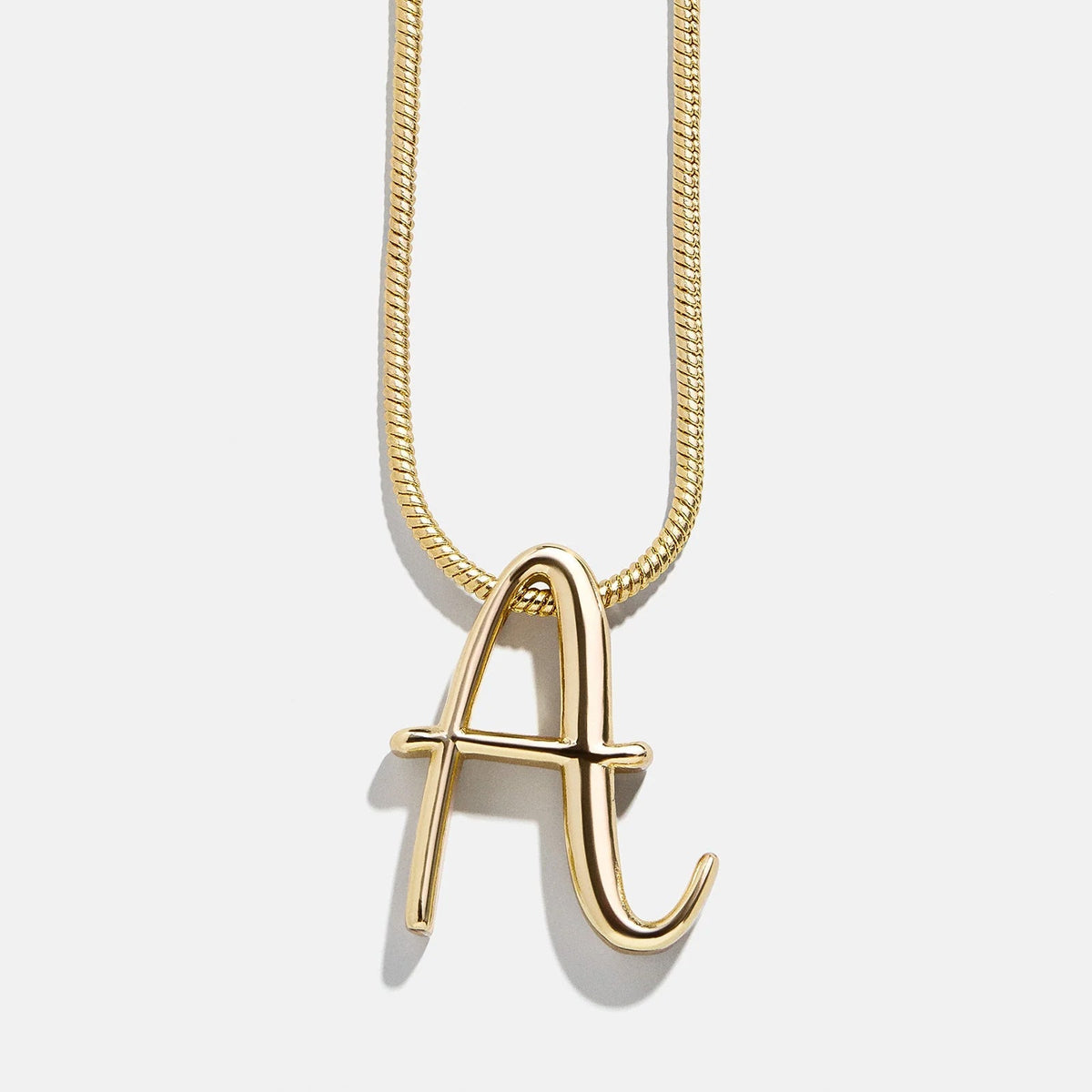 Lavisa - Script Initial Necklace In Swirly Font - On-Model & Scale View