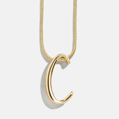 Lavisa - Script Initial Necklace In Swirly Font - Side Profile View