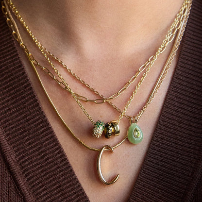 Lavisa - Script Initial Necklace In Swirly Font - Detail & Styling View