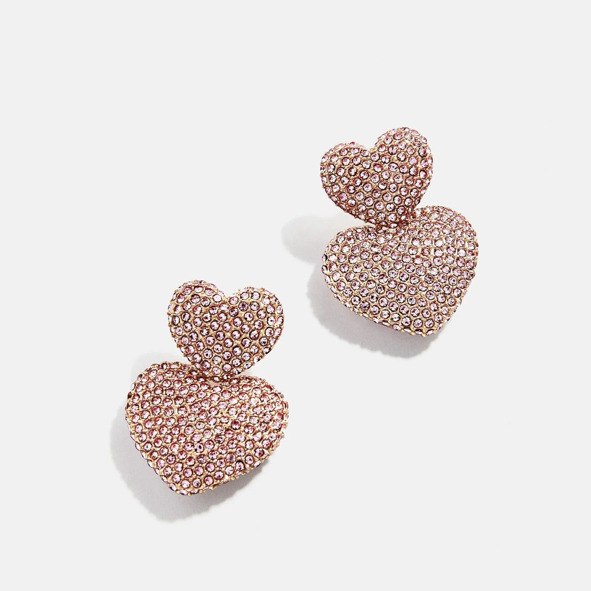 Lavisa Harley Double Pink Pavé Heart Dangle Earrings