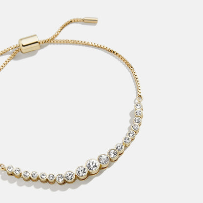 Lavisa - Pavé Crystal Pull Tie Tennis Bracelet - On-Model & Scale View