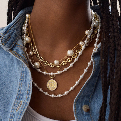Lavisa - Chunky Chain Necklace - Bold Gold Fashion Jewelry - On-Model & Scale View