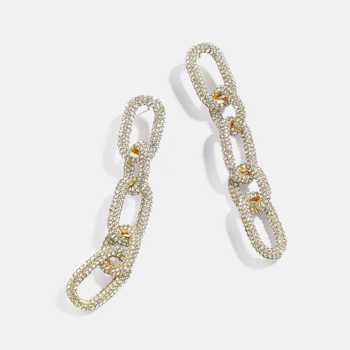 Lavisa oversized statement link chain earrings sparkling with pavé stones