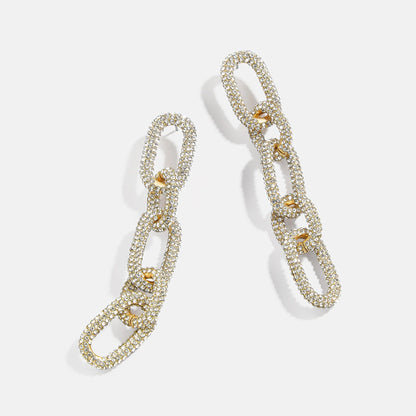 Lavisa oversized statement link chain earrings sparkling with pavé stones