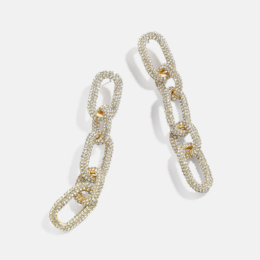 Lavisa oversized statement link chain earrings sparkling with pavé stones
