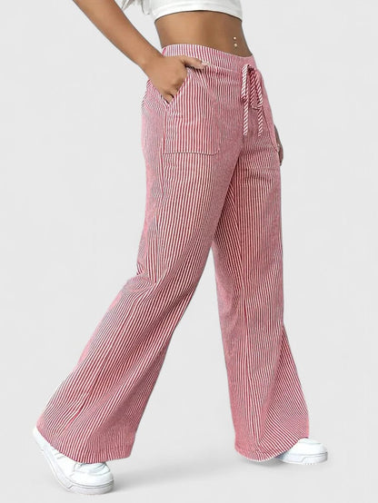 Lavisa - Relaxed Wide Leg Drawstring Pants with Pockets