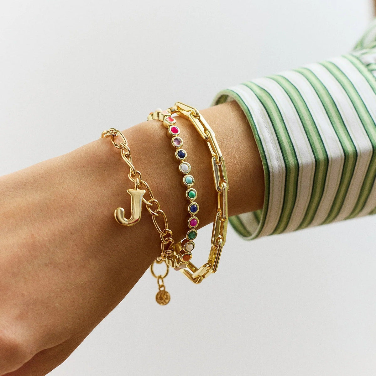 Lavisa - Gold Plated Hera Link Bracelet - Detail & Styling View