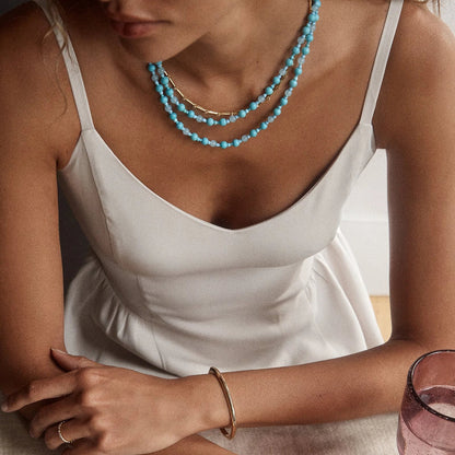 Lavisa - Charlotte Semi-Precious Necklace - Turquoise Bead - Detail & Styling View