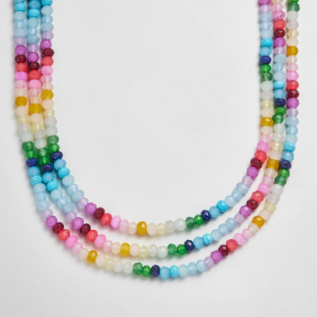 Lavisa - Semi-Precious Multi-Stone Layered Necklace - On-Model & Scale View