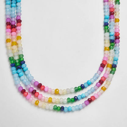 Lavisa - Semi-Precious Multi-Stone Layered Necklace - On-Model & Scale View