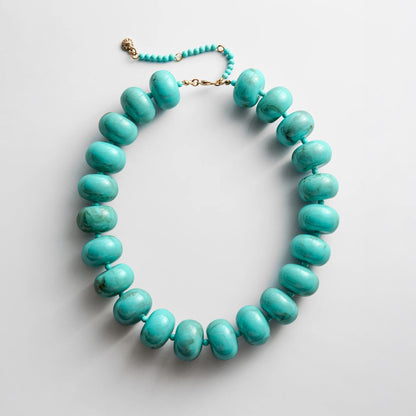 Lavisa turquoise semi-precious beaded statement necklace on a clean background