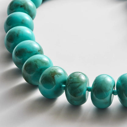 Lavisa - Turquoise Beaded Statement Necklace - On-Model & Scale View