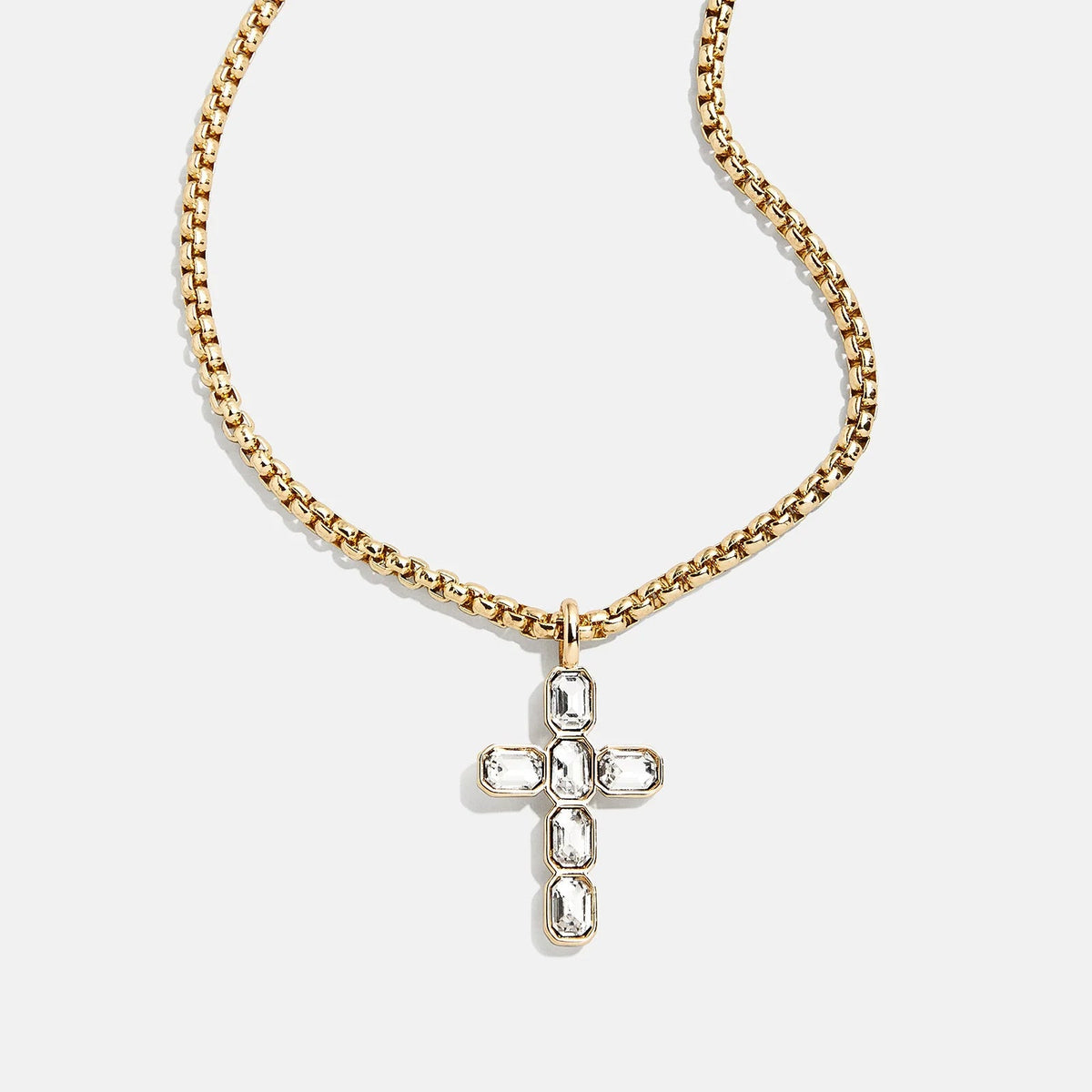Lavisa crystal cross necklace featuring oversized bezel-set sparkling crystals