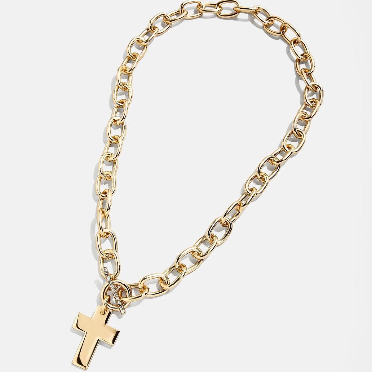 Lavisa - Bold Statement Cross Necklace - On-Model & Scale View