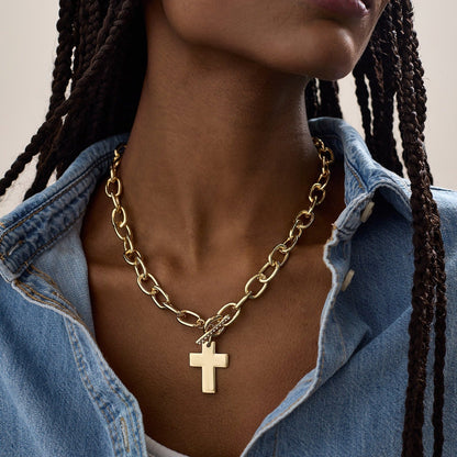 Lavisa - Bold Statement Cross Necklace - Detail & Styling View