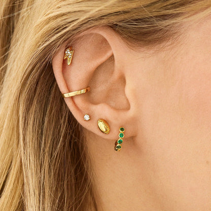 Lavisa - Sports Football Gold Stud Earrings - Detail & Styling View
