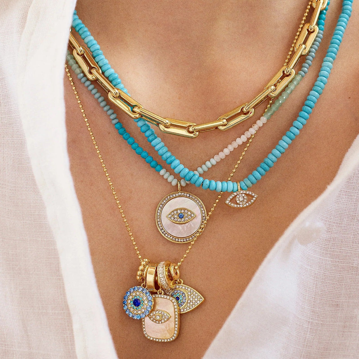 Lavisa - Classic Paperclip Chain Necklace for Layering - Detail & Styling View