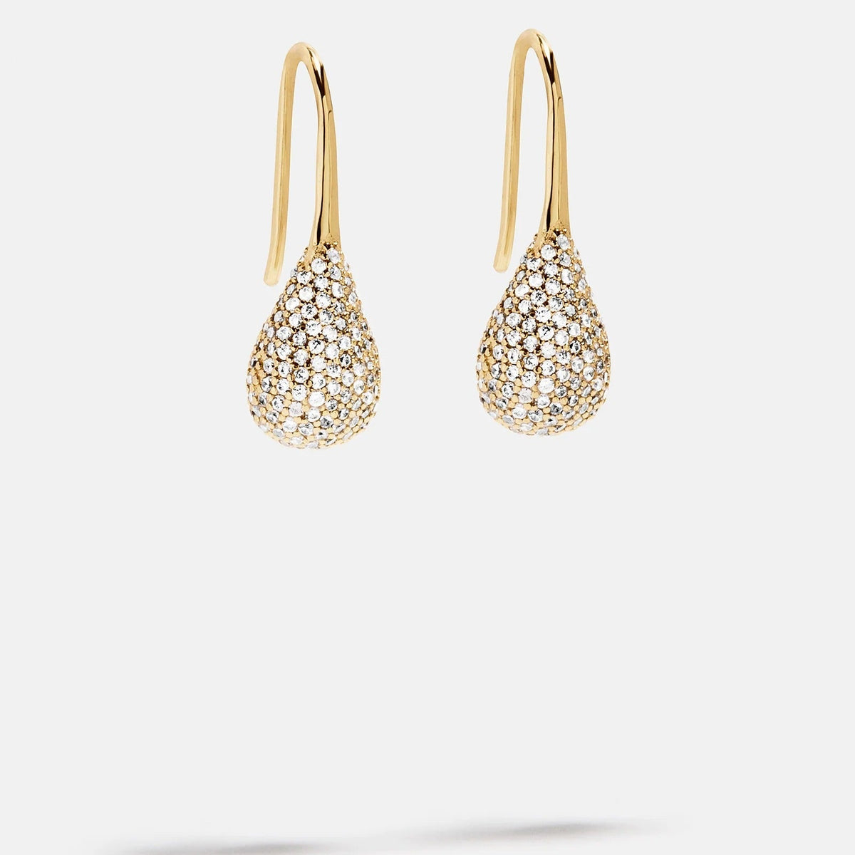 Lavisa 18K gold teardrop earrings adorned with cubic zirconia stones