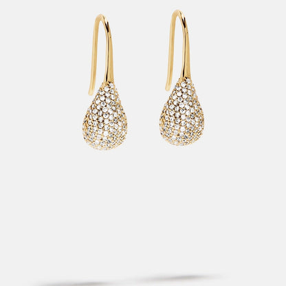 Lavisa 18K gold teardrop earrings adorned with cubic zirconia stones