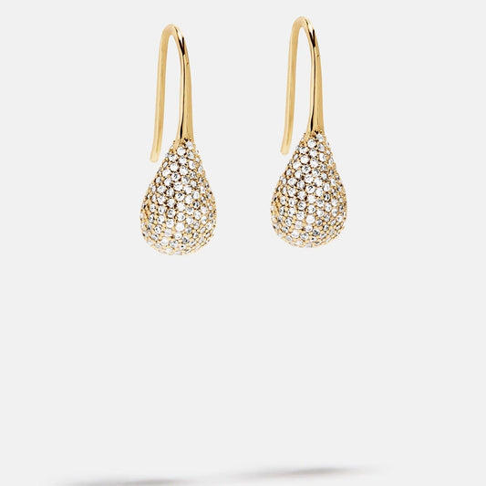 Lavisa 18K gold teardrop earrings adorned with cubic zirconia stones