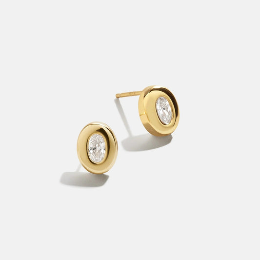 Lavisa 18K gold bezel stud earrings with sparkling cubic zirconia