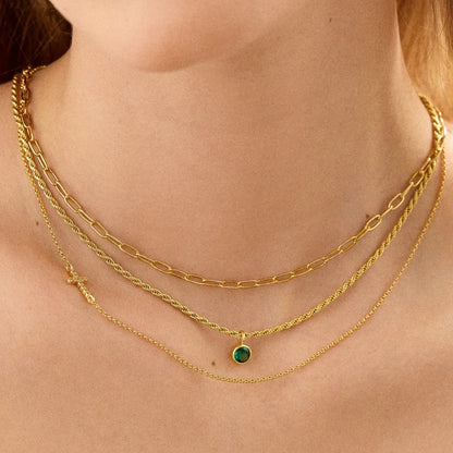 Lavisa - Asymmetrical Cubic Zirconia Cross Necklace In 18K Gold - Detail & Styling View