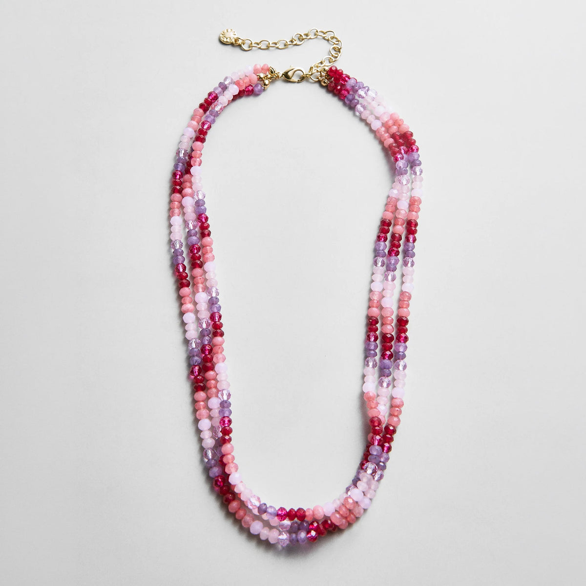 Lavisa Multi-Colored Semi-Precious Stone Layered Necklace featuring pink and purple gemstone beads