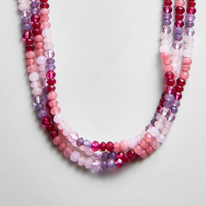 Lavisa - Multi Colored Semi Precious Stone Layered Necklace - On-Model & Scale View