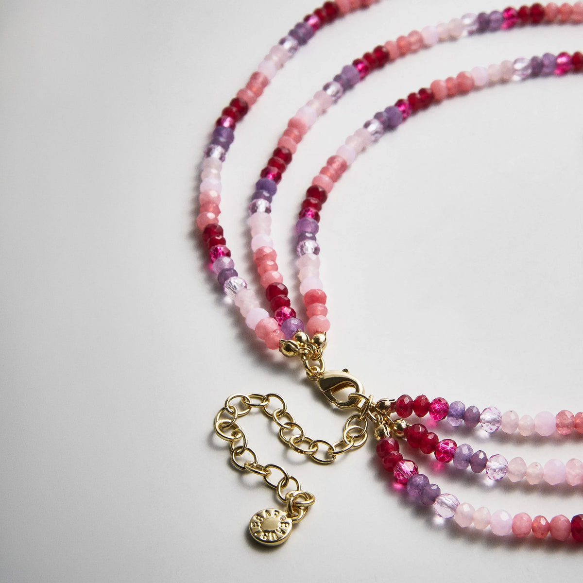 Lavisa - Multi Colored Semi Precious Stone Layered Necklace - Side Profile View