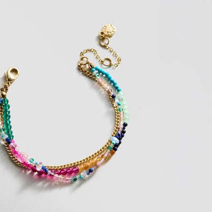 Lavisa - Multi-Strand Semi-Precious Pearl and Chain Bracelet - On-Model & Scale View