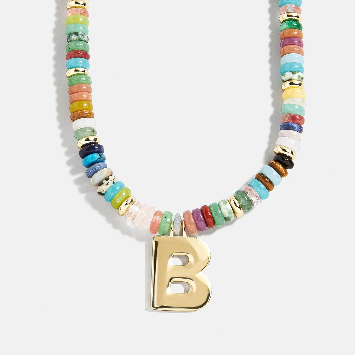 Lavisa - Semi-Precious Beaded Initial Necklace - Detail & Styling View