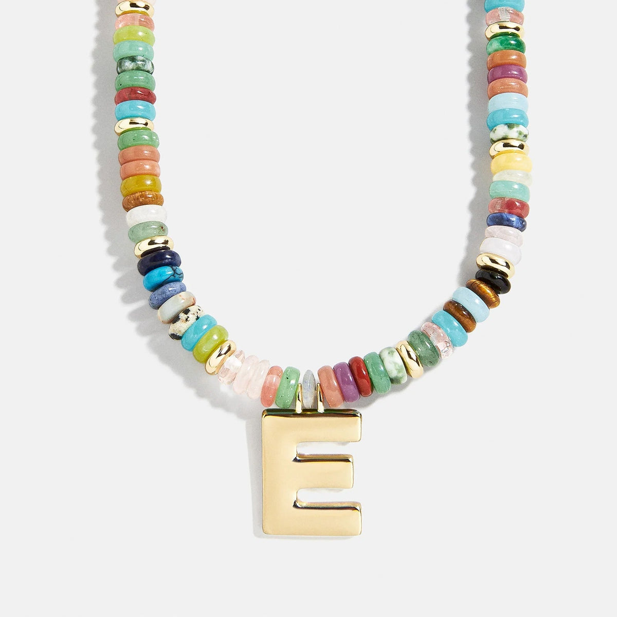 Lavisa - Semi-Precious Beaded Initial Necklace - Side Profile View