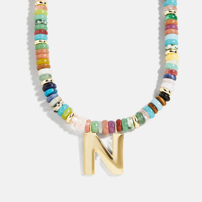 Lavisa - Semi-Precious Beaded Initial Necklace - Product Gallery View 14