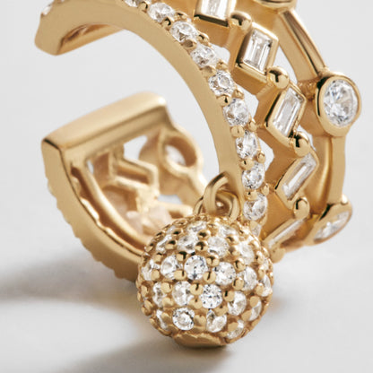 Lavisa - Piercing-Free Pavé Gold Ear Cuff - On-Model & Scale View