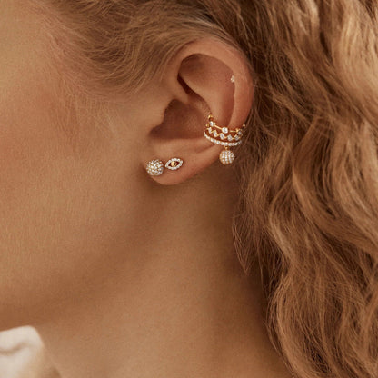 Lavisa - Piercing-Free Pavé Gold Ear Cuff - Detail & Styling View