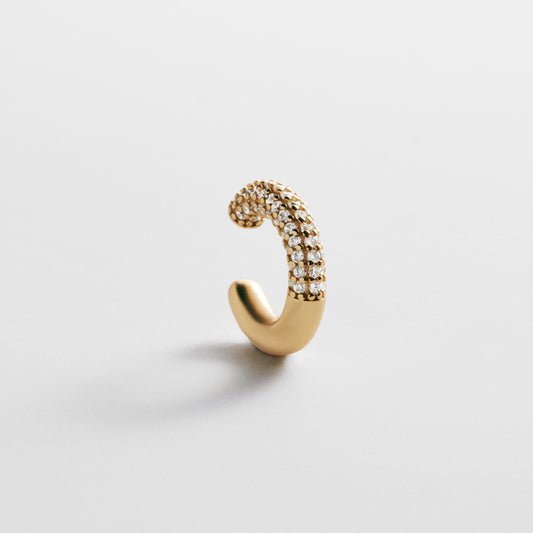 Lavisa 18K Gold Pavé Ear Cuff adorned with sparkling crystals