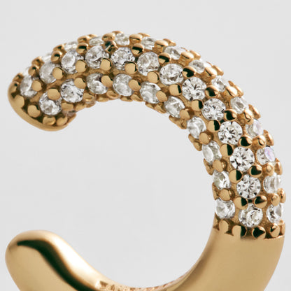 Lavisa - 18K Gold Pavé Ear Cuff - On-Model & Scale View