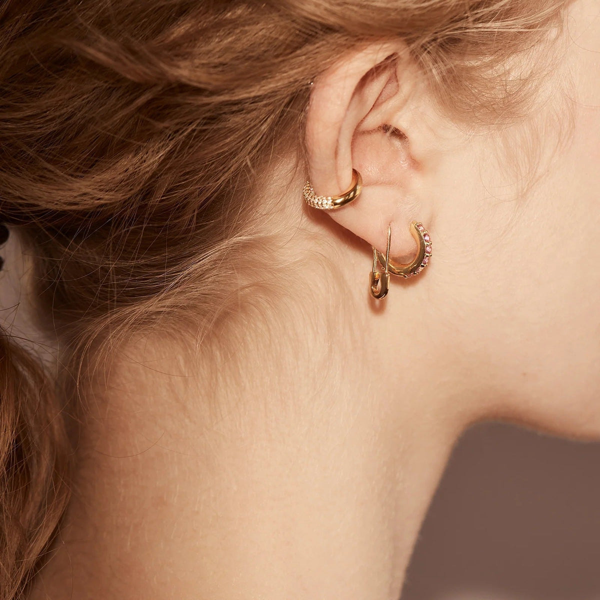 Lavisa - 18K Gold Pavé Ear Cuff - Detail & Styling View
