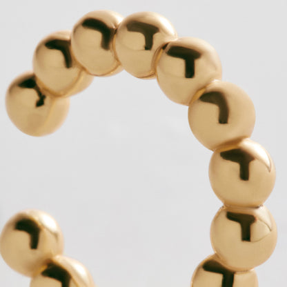 Lavisa - 18K Gold Pisa Beaded Ear Cuff - On-Model & Scale View