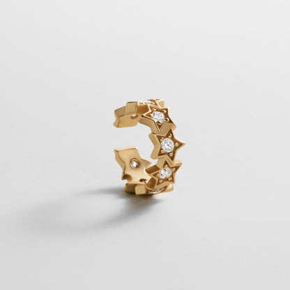 Lavisa 18K gold star ear cuff with sparkling pavé details for stacking