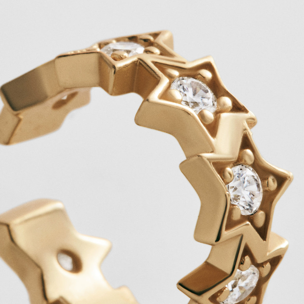 Lavisa - 18K Gold Star Ear Cuff Pavé Earring - On-Model & Scale View